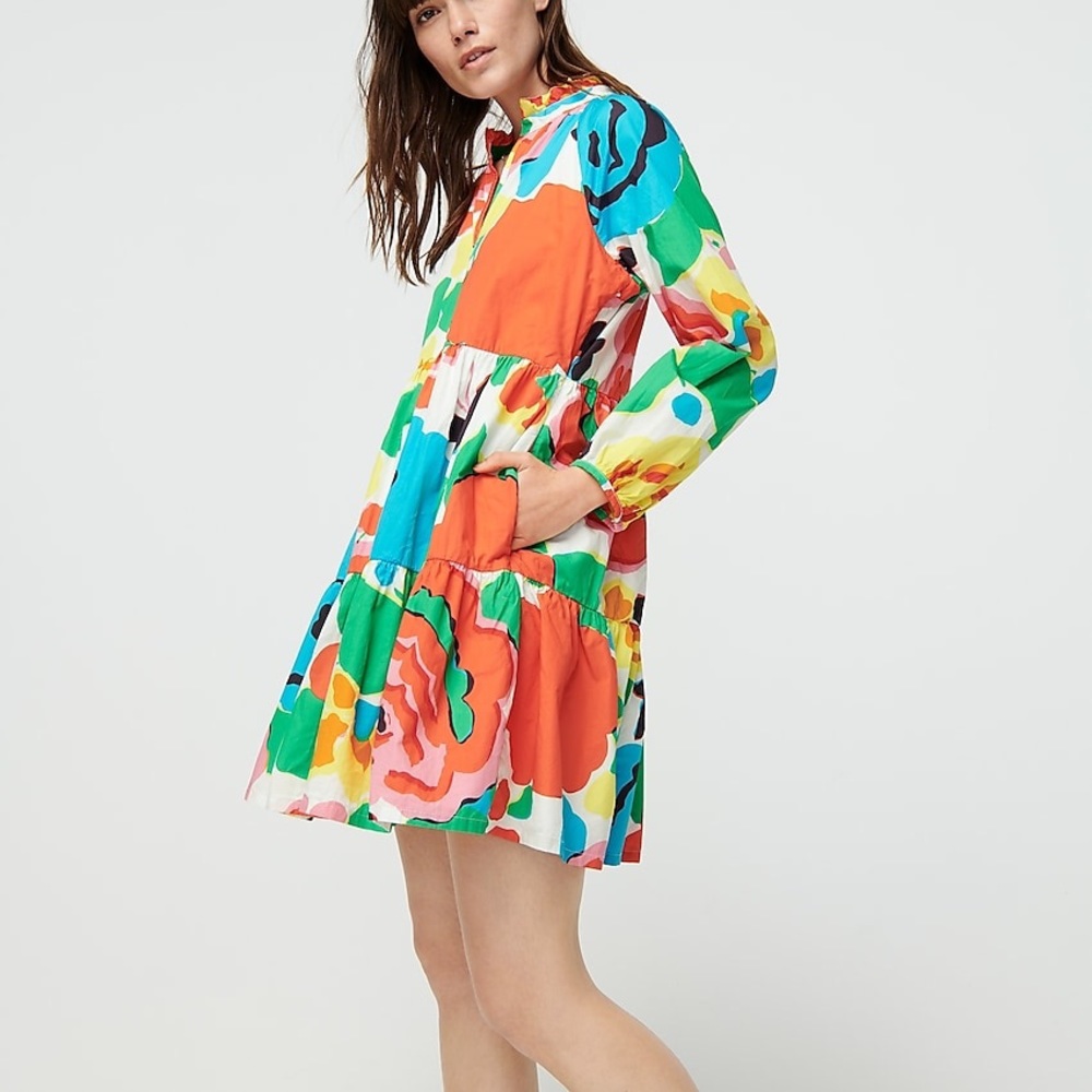 J.Crew Tiered Popover Dress in Ratti Jardin Floral